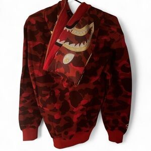 Red Double BAPE full zip hoodie